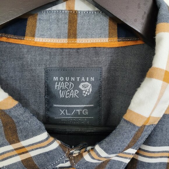 Mountain Hardwear Men's Plaid Button Down Shirt - Navy, White, and Orange - Picture 2 of 7